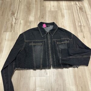 Black Cropped Denim Jacket